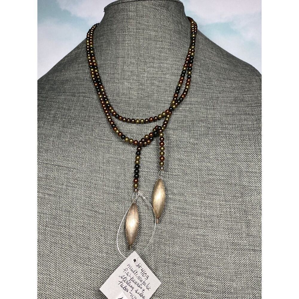 Myrna Carrol Necklace Multicolor Pearls Designer Artisan Handcrafted 48”